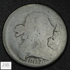 1807/6 Large 7 Overdate Draped Bust Copper Large Cent 1C - Graffiti