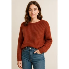 SO Rusty Red Crew Ribbed Fuzzy Sweater Size Large