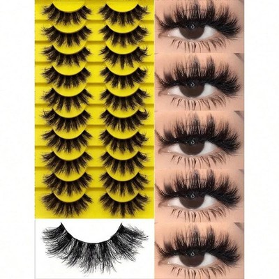 10 Pairs 3D Mink False Eyelashes Natural Fluffy Wispy Extension Lashes