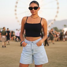 Chic Ultra High Rise Denim Shorts Womens Sz M 30" Waist Festival VTG Faded USA