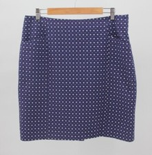Women's White Stuff Brand Blue w/ White Dot 100 Cotton Skirt w/ Pockets 14 884