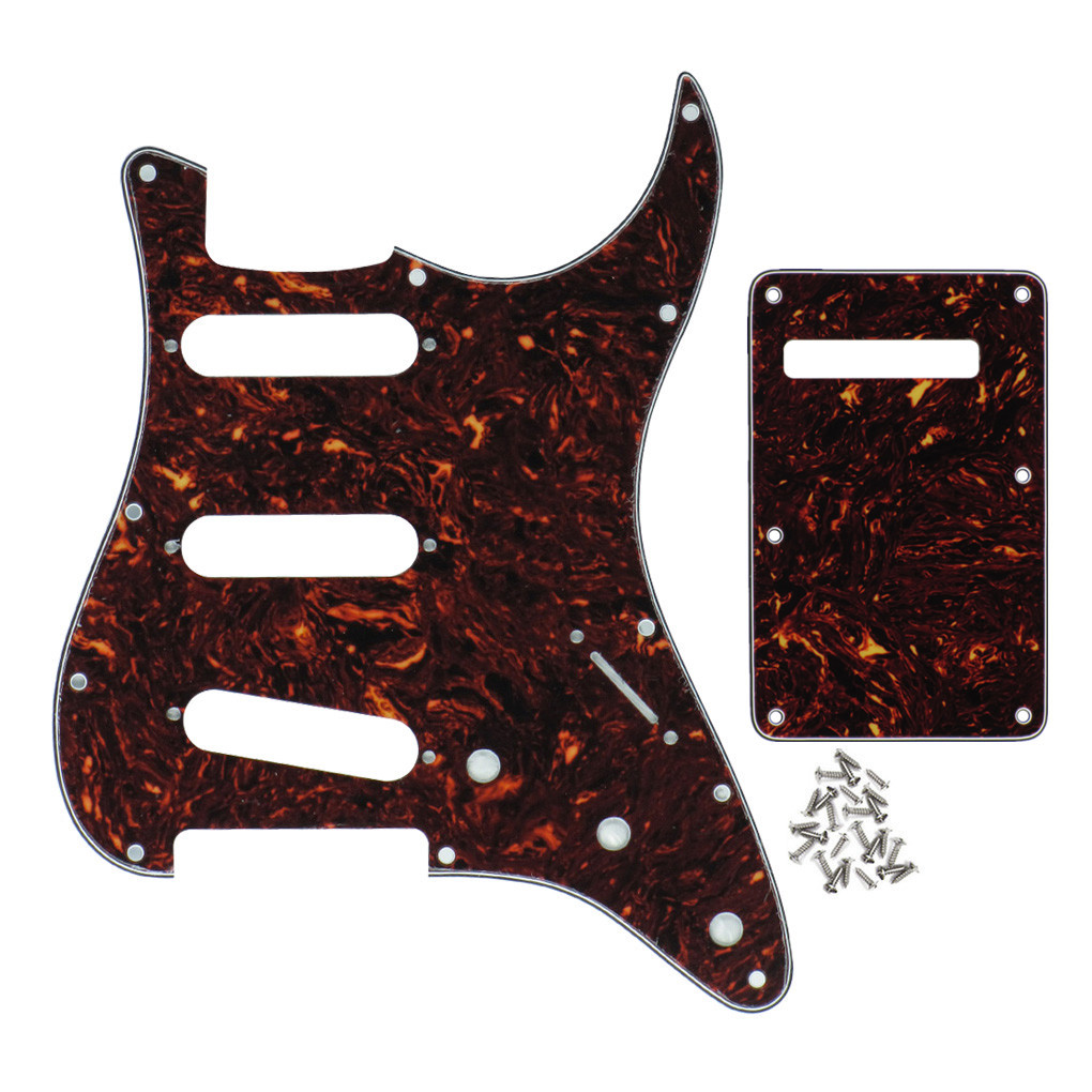 FLEOR 4Ply Brown Tortoise Shell FD ST Style Guitar SSS Pickguard & Back Plate