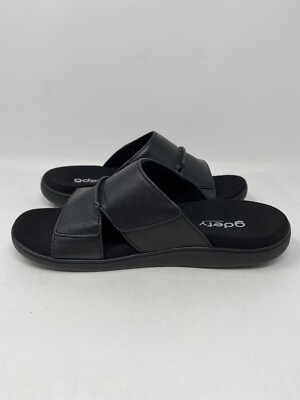 Gravity Defyer Eltal Mens Size 8 GDEFY Leather Slip On Slides Black TB8170L Gravity Defyer Eltal Men's Leather Slide Sandals - Free  main image 4