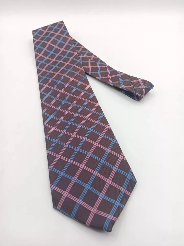 🇺🇸 Corbata de seda multicolor para hombre Hickey Freeman hecha a mano en EE. UU. 58x3 3/8 cuadros Foto 2 de 4