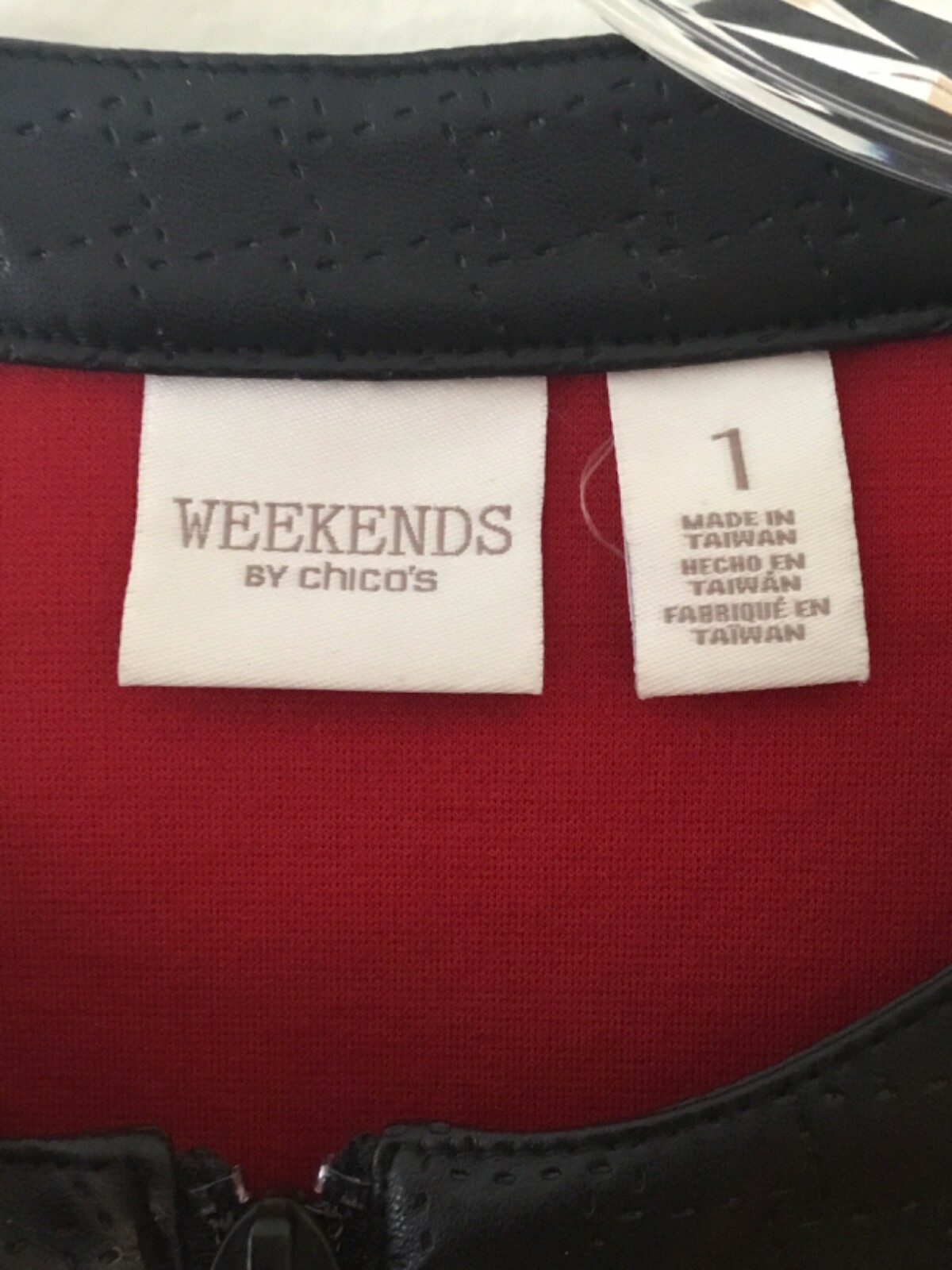 Chicos 1 Weekends Jacket Full Zip Pockets Red Bla… - image 5