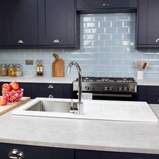 Counter Top Carrera Marble Shroud with 44x44x20cm Brushed Steel Sink Included