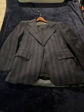 Pierre Cardin peak Black Gray Stripe Suit Jacket W36-42 Pants