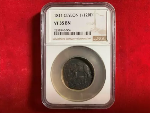 CEYLON 1811 1/12 RIXDOLLAR ELEPHANT NGC VF-35BN