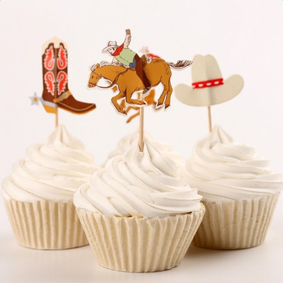 3 X 24pcs Cowboy Hat Boot Horse Cupcake Picks Gateau Toppers Baby Shower Ebay