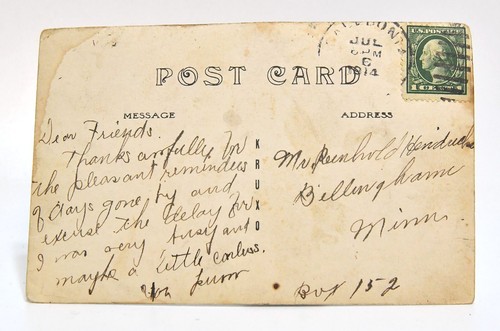 VINTAGE 1914 REAL PHOTO POSTCARD WOOD MILL CALEDONIA, MINNESOTA - Picture 2 of 2