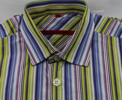 Orig SIGNUM Langarm Hemd CLASSIC CUT Gr M gestreift warme Farben 48/50 Neu 2083