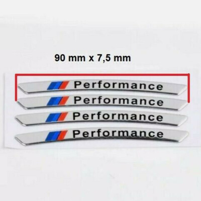 4 x M Performance Emblem Logo 3d Felgen Aufkleber 90mm x 7,5mm Silber NEW