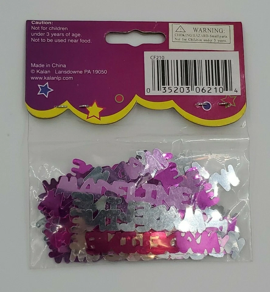 Confeti con nombre personalizado Madeline rosa plata 2 paquetes artesanías fiesta de cumpleaños Foto 3 de 4