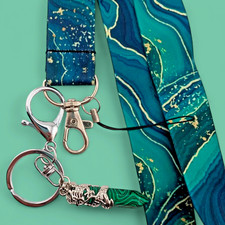 MALACHITE DRAGON LANYARD w/ detachable key ring clip green badge neck strap Y2