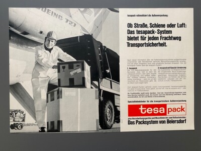 tesa tesapack Beiersdorf Boeing 727 Lufthansa 1972 Vintage Ad Werbung Reklame