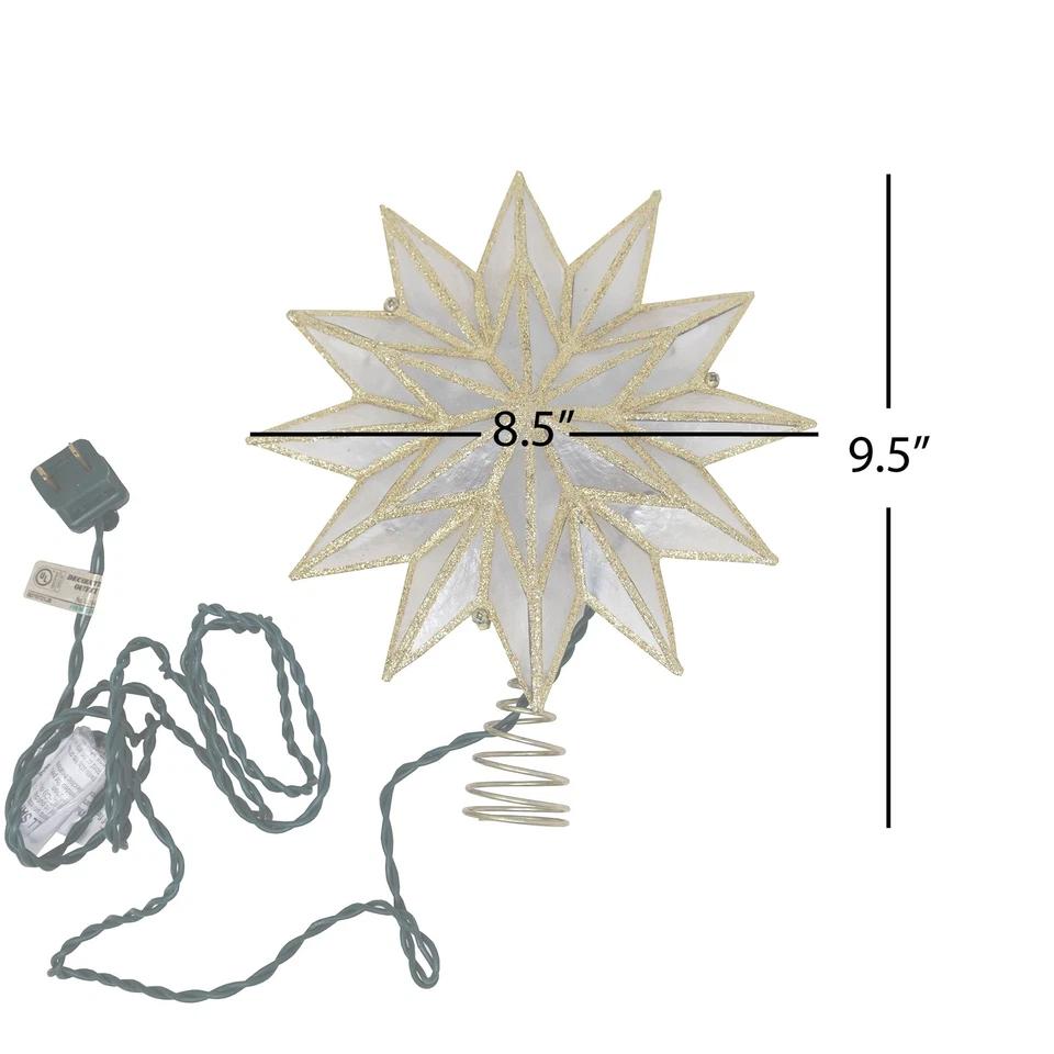 Copa de árbol de Navidad Kurt S. Adler Capiz Gold Star 12 puntos, 9" Foto 3 de 4