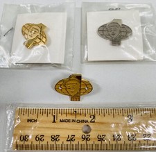 LOT of 3 Vintage Kiwanis International IDD Lapel Pins w/ Stones - GOLD & SILVER