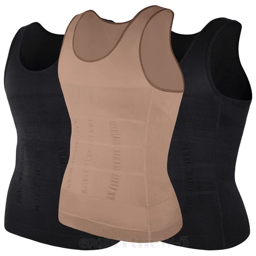 Herren 3er-Pack Schlank Body Shaper Haltung Korrektur Weste Bauch Kompression Tops USA - Bild 48 von 56