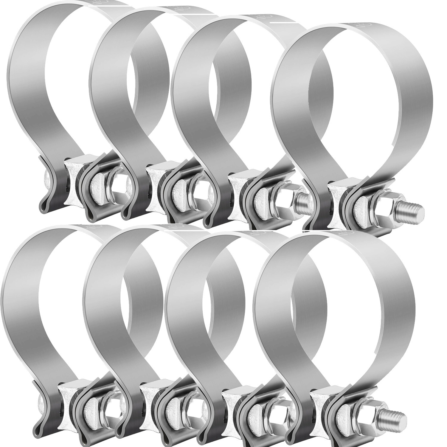 8pcs 5 Inch Exhaust Clamp Narrow Band Pipes Muffler Clamp 304 Stainless Steel