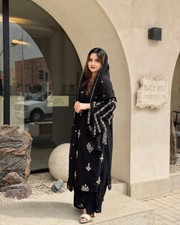 Stunning Look Heavy Faux Georgette Top Palazzo With Dupatta For Festival