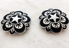 Floral Star Stainless Steel Rosette Conchos 1 1/2" Loop Back Jeremiah Watt Tack