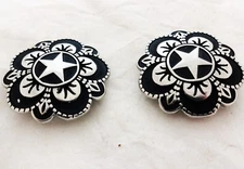 Floral Star Stainless Steel Rosette Conchos 1 1/2" Loop Back Jeremiah Watt Tack