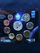 2009 SAN MARINO Italy complete OFFICIAL EURO set 9 coins UNC silver Astronomy