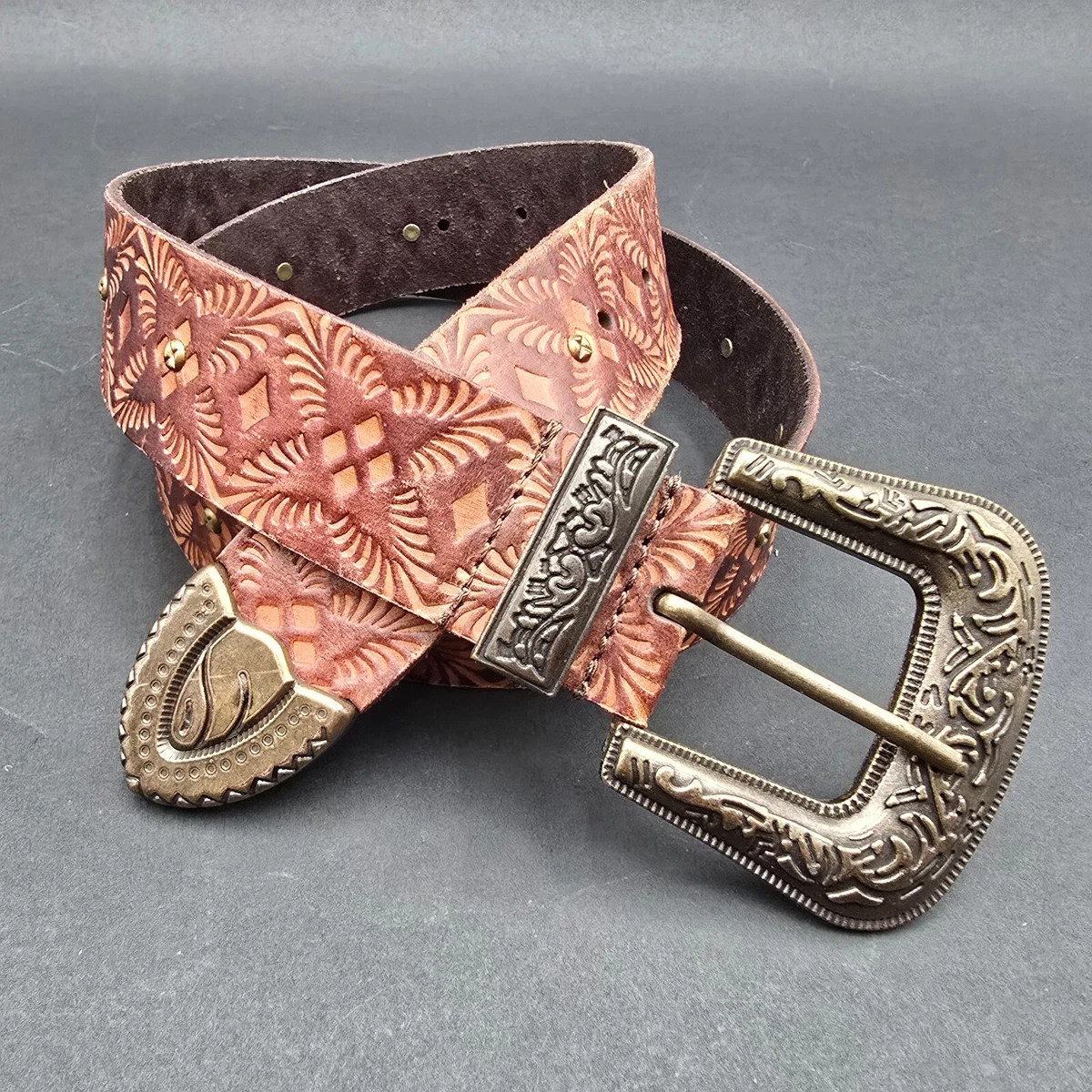 Free People braided distressed Brown Leather Belt S/M Fossil Braided Leather Belt 28 30 M Brown BT4474 | eBay main image 2