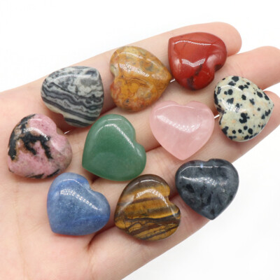 30Pcs 20x20x8mm Natural Map Jasper Gemstone Heart No Hole