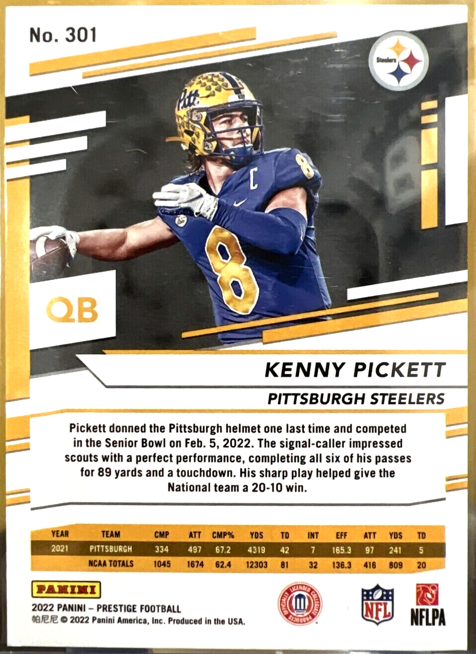 Kenny Pickett 2022 Prestige Xtra Points Diamond Parallel RC 301
