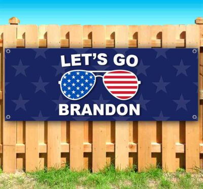 BUY1 GET1 FREE ITEM LETS GO BRANDON Advertising Vinyl Banner TRUMP BIDEN FUNNY