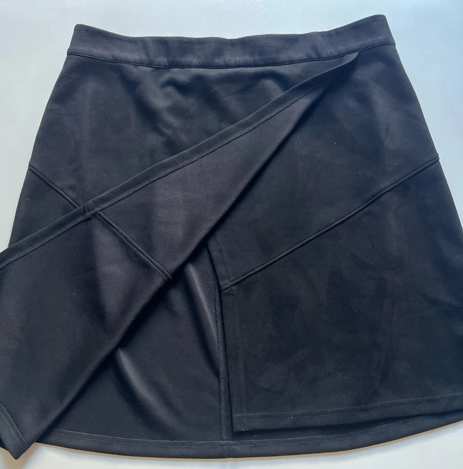 Lane Bryant Womens Knee Length Skirt Stretchy Pull On Wrap Look Black Size 16 - Image 3 of 4