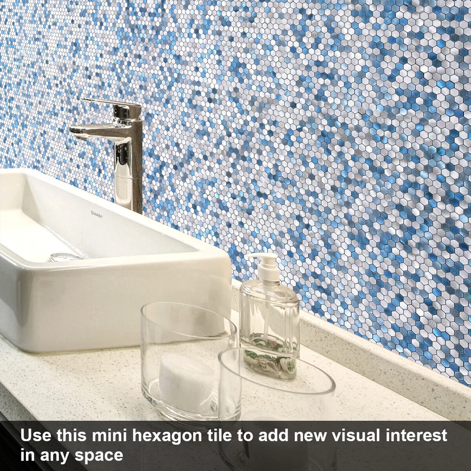 BeNice Peel and Stick Backsplash para Cozinha Painéis de Parede 3D Mosaico Hexagonal Azulejos - Imagem 4 de 4