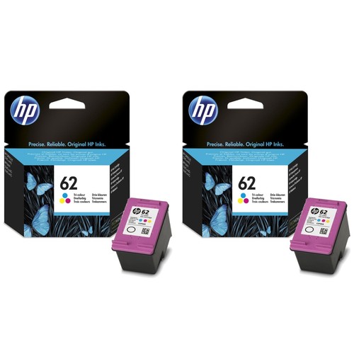2x Original HP 62 Colour Ink Cartridges For ENVY 5640 Inkjet Printer