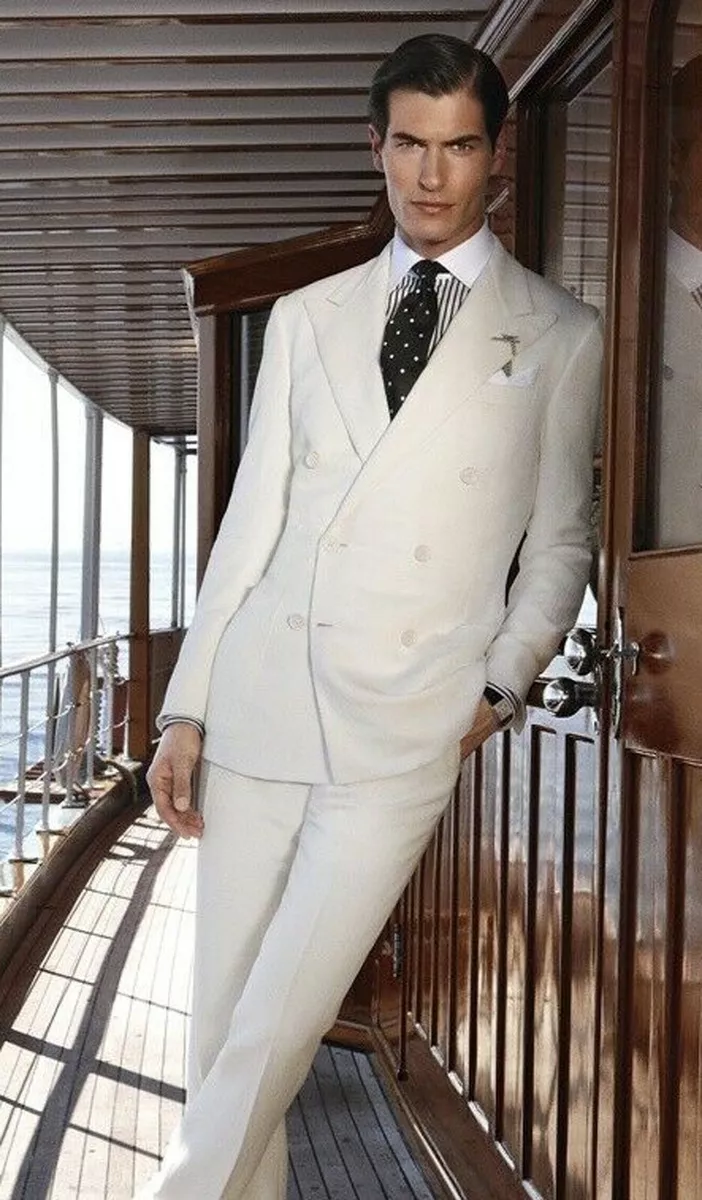 Men Ivory off White Suit Designer Grooms Wedding Dinner Party Suits Coat Pants