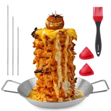 Al Pastor Skewer Grill Stainless Steel Shawarma Skewer Stand 3 Spikes for BBQ