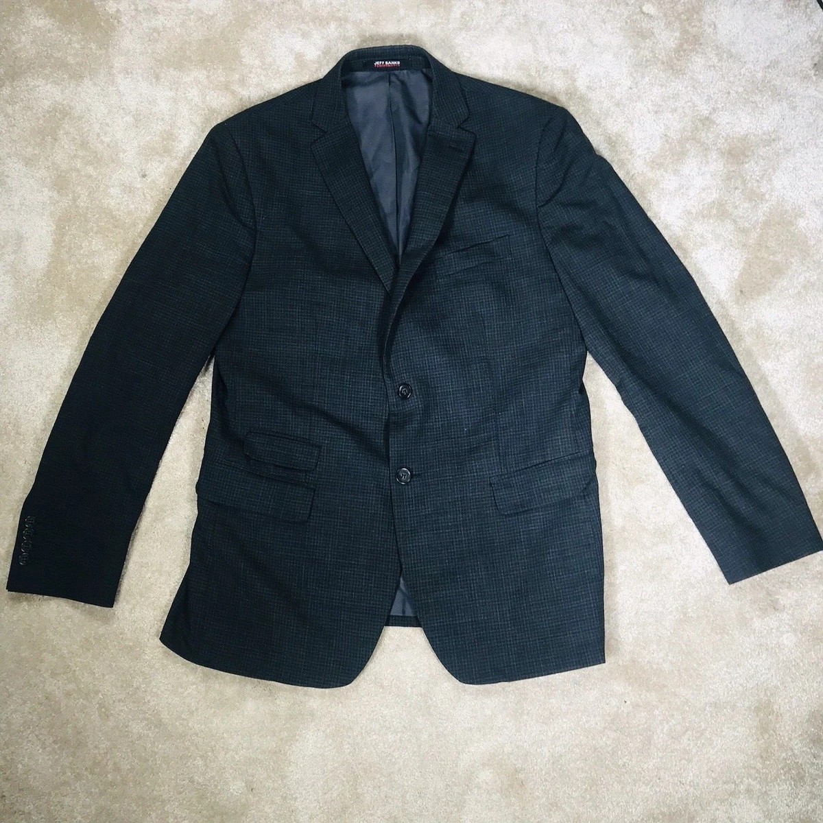 Veste De Costume Homme Jeff Banks 40 Regular - Laine Noire, Occasion Parfait état