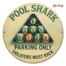 [2D Flat]Vintage Pool Shark Tin Metal Signs Home Décor 8x8 Retro Billiards with 