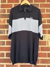 Vintage Enyce Sweater Mens 2XL Blue Stripe 1/4 Zip Knit Collared Hong Kong Y2K