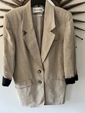 Vintage JH Collectibles womens suit coat blazer tan sz 10 custom shoulder pads.