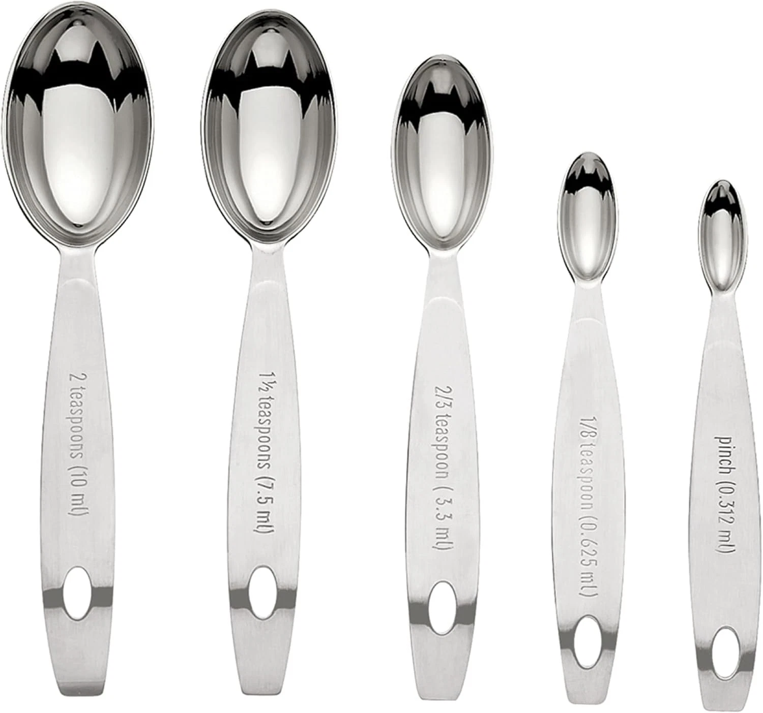 Odd-Size Measuring Spoon Set 5pc SS W/ Long Handles & Dishwasher Safe