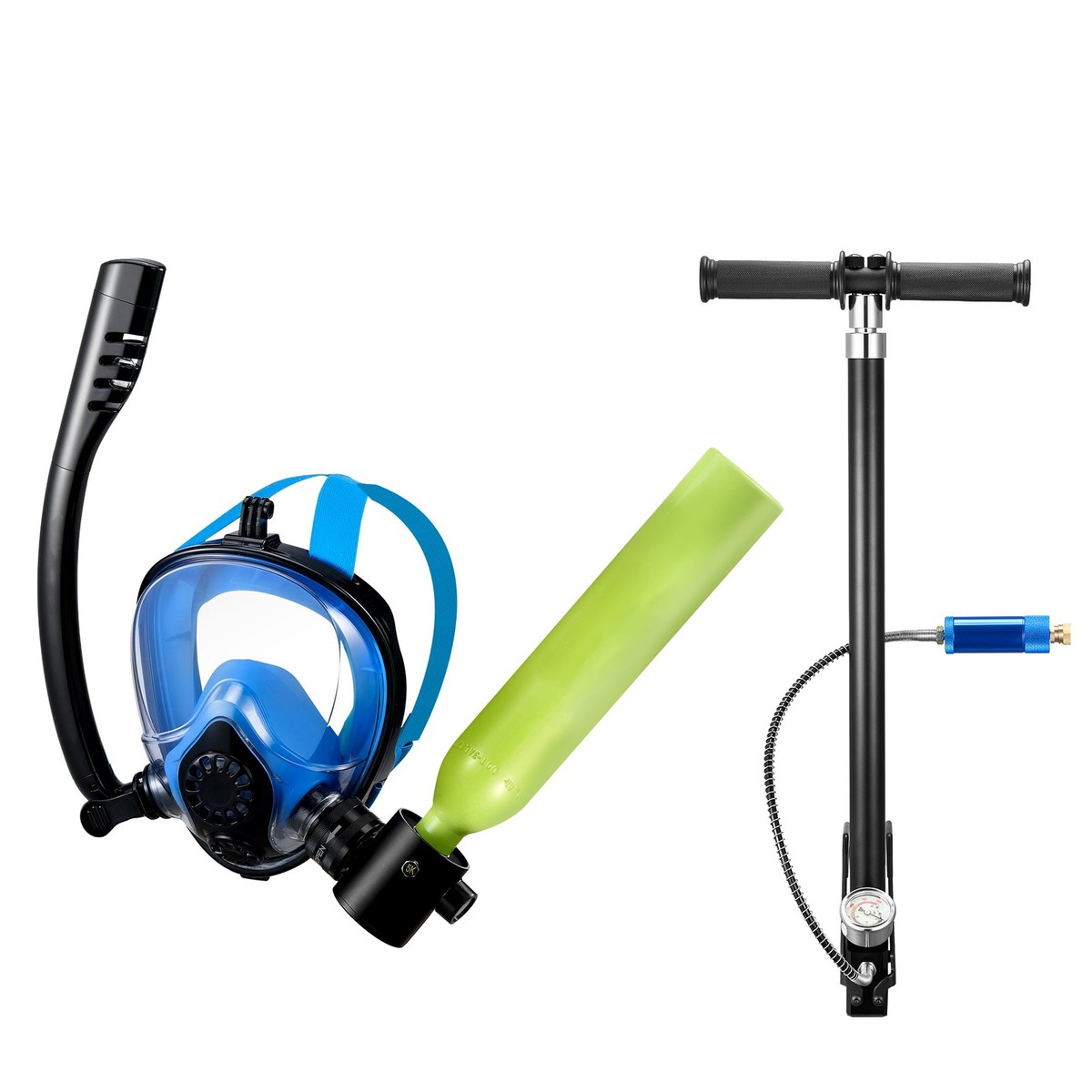 BigKing Scuba Tank 0,7L Con Maschera – Bombola Sub In Alluminio Aeronautico Per Immersioni Ricreative E Professionali