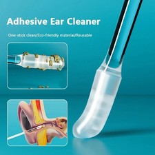 24x Silicone Adhesive Ear Cleaner Sticks Reusable Earpick Wax Remover S/L