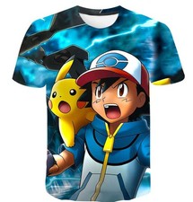 Pokemon T-Shirt per Bambini (Unisex) - Motivo: Ash + Pikachu