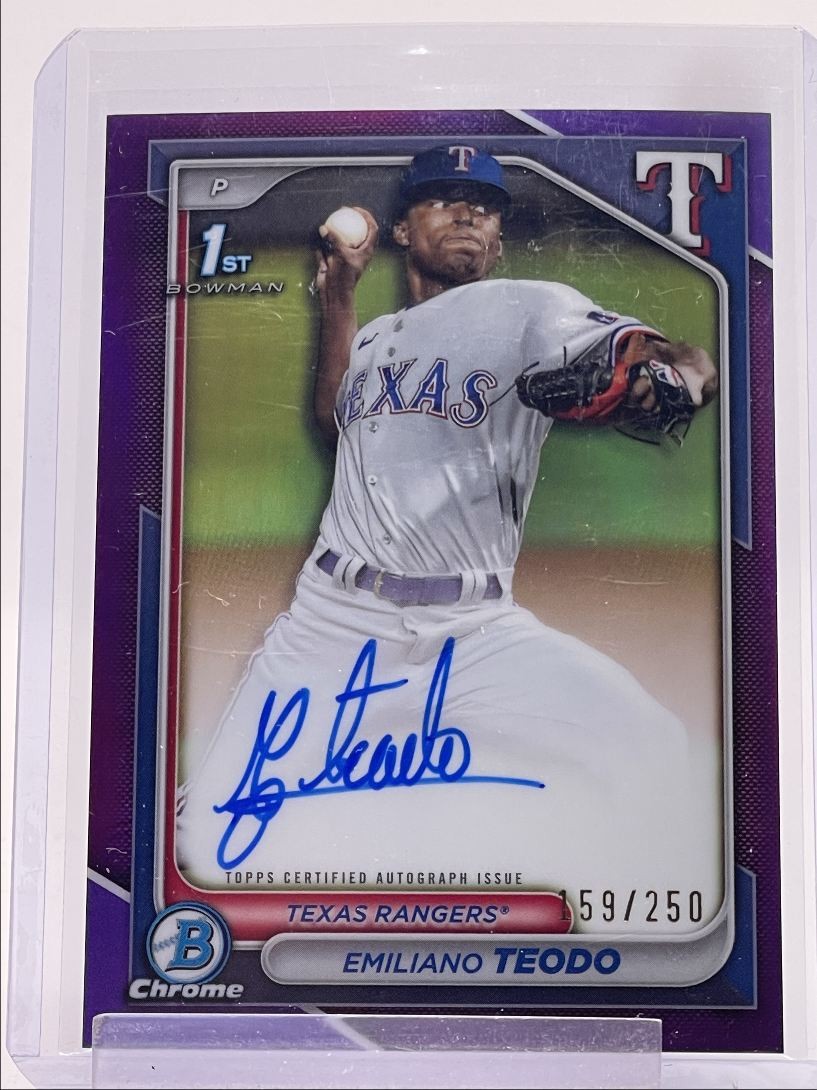EMILIANO TEODO 2024 BOWMAN CHROME 1ST AUTOGRAPH PURPLE AUTO /250 Q4152