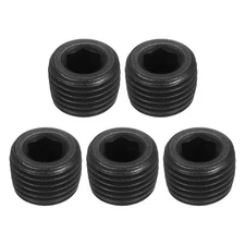 5Pcs Socket Pipe Plugs, PT 1/4"Carbon Steel Hex Thread Pipe Caps, Black