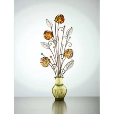   Vintage Metal Wall Art-Leaves & Flowers-47''-Retro Boho Decor-Floral-Sculpture