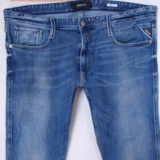 Mens Replay M914 ANBASS Stretch Slim Tapered Blue Jeans W38 L32