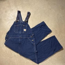 Vintage Y2K Carhartt R08 DNM Denim Bib Overalls Workwear Mens 36x30