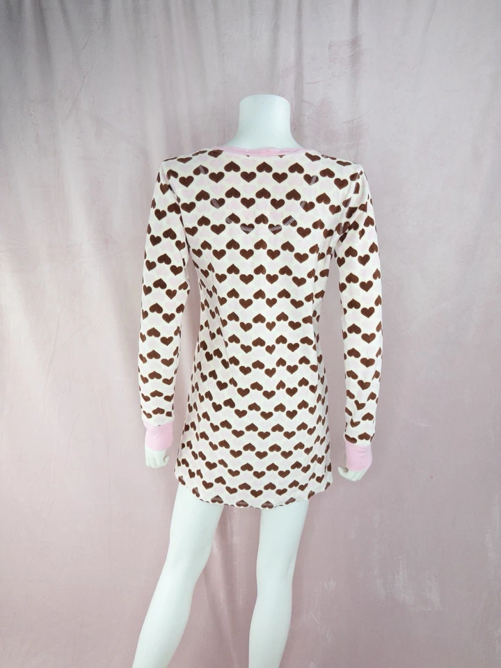 PJ Salvage Mujer Terciopelo Corazón Pijama Top Talla Pequeña Jennifers Cuerpo Manga Larga Foto 3 de 4